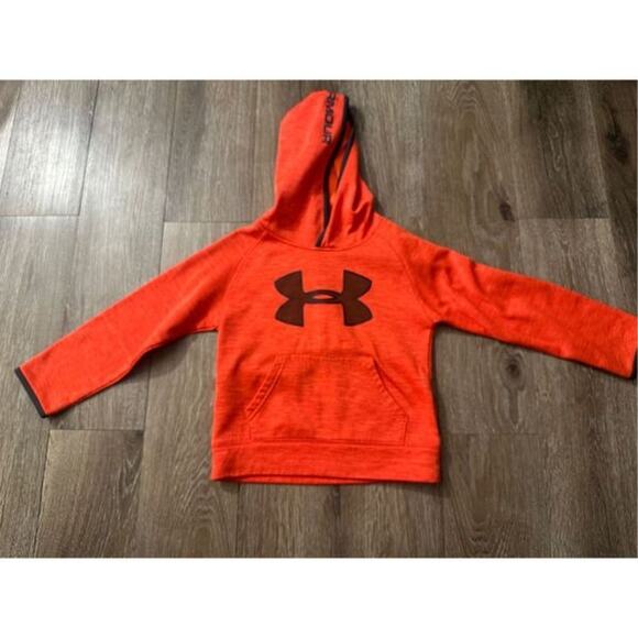Under Armour Boys Size 5 Hoodie – Orange Pullover Sweatshirt – EUC - Picture 1 of 4